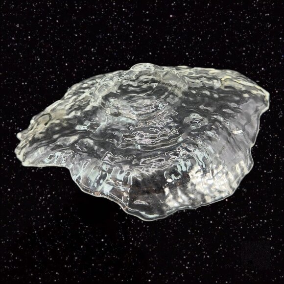 SHIRALEAH Beaux Arts Glass Clear Textured Bowl Dish Centerpiece W Sticker Turkey - Picture 13 of 14